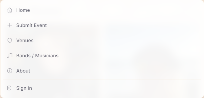 The Menu showing the Sign In option